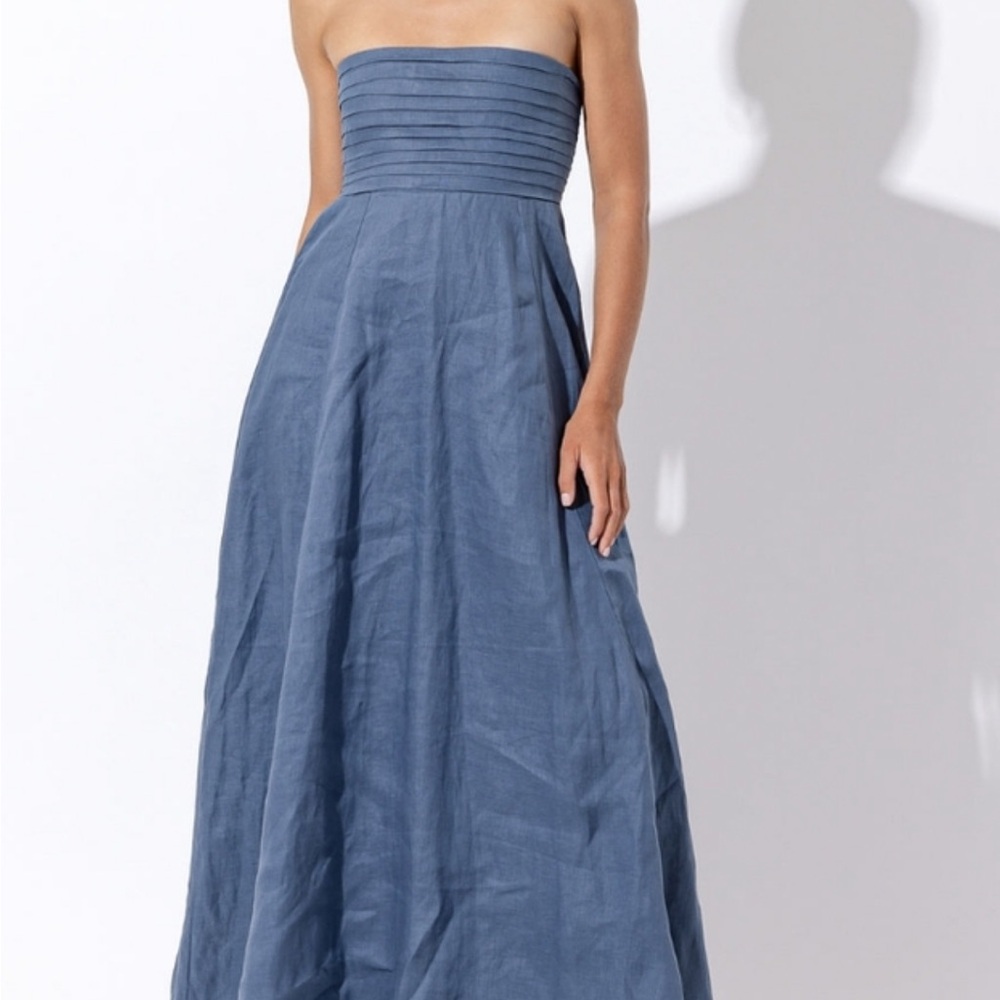 NWT Lusana Talia Linen Maxi Dress Ash